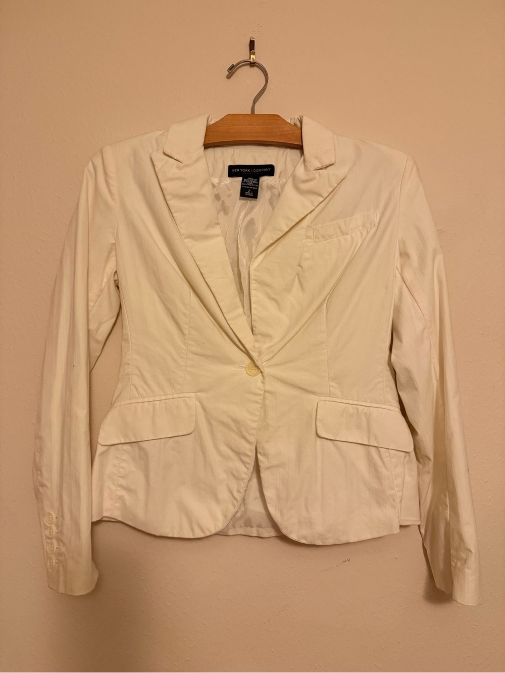 New York & Company Ivory Single-Button Tailored Blazer